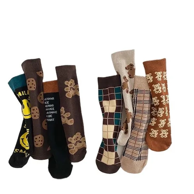 Korean Version Children′s High Tube Cute Cartoon Print Leggings Calf Socks