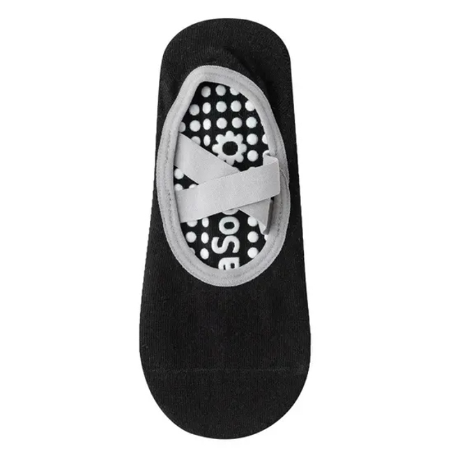 Non-Slip No Show Yoga Socks with Cross Elastic Straps, Ideal for Pilates, Barre, Floor Exercises, Ballet, Stretching, and Studio Workouts