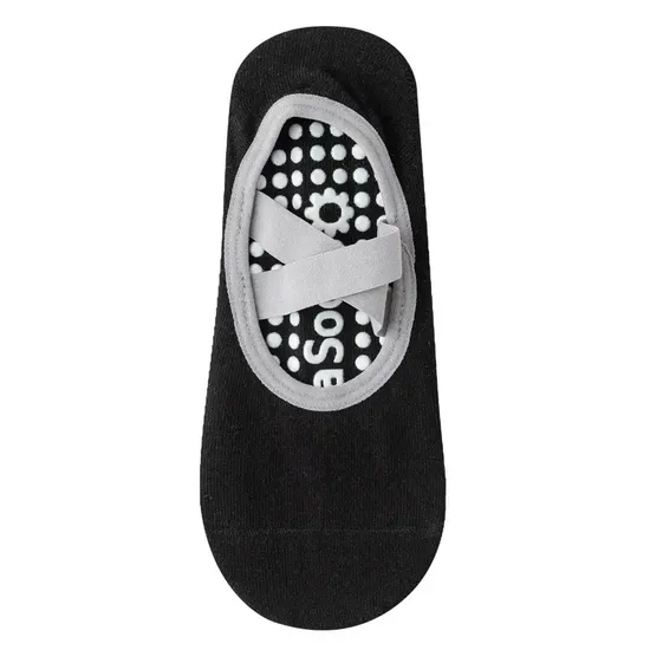 Non-Slip No Show Yoga Socks with Cross Elastic Straps, Ideal for Pilates, Barre, Floor Exercises, Ballet, Stretching, and Studio Workouts