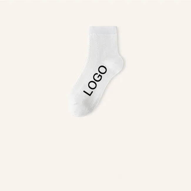 2024 Good Quality Hot Selling 100% Cotton Casual Crew Short Socks with Custom Embroidery Logo Soft Unisex Socks
