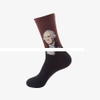 Modern Unisex Trendy Literature Fashion Socks Comfortable Cotton Crew Custom Made Durable for Spring Season with Logo on Bottom