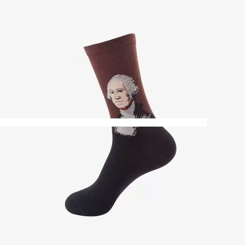 Modern Unisex Trendy Literature Fashion Socks Comfortable Cotton Crew Custom Made Durable for Spring Season with Logo on Bottom