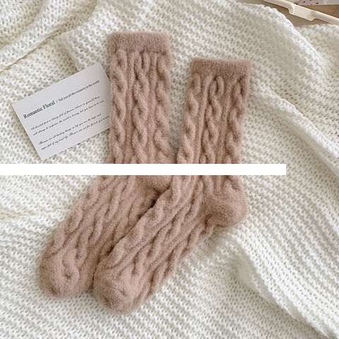New Autumn And Winter Socks Women s Socks Plus Velvet Thick Warm Sleeping Socks Floor Crew Socks For Wholesale