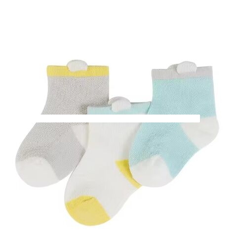 Durable Ladies cotton polyester spandex knitted PK demi crew socks, g pair, GG, YELLOW SMILEY PACK