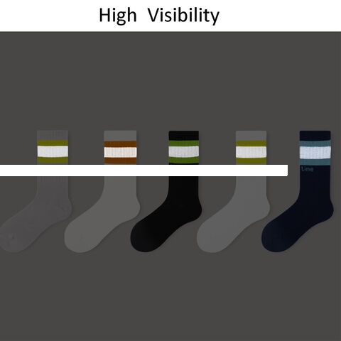 High Reflective Cycling Running Sports Socks Night Safety Compression Athletic Socks for Running Cycling Basketball Hiking Crew