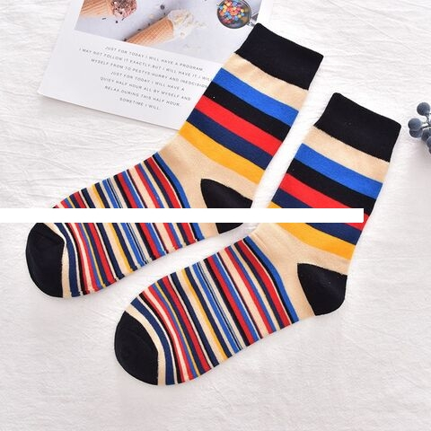 Unisex Modern Literature Fashion Socks Strips Comfortable Cotton Crew Custom Logo High Quality Low MOQ for Summer and Winter