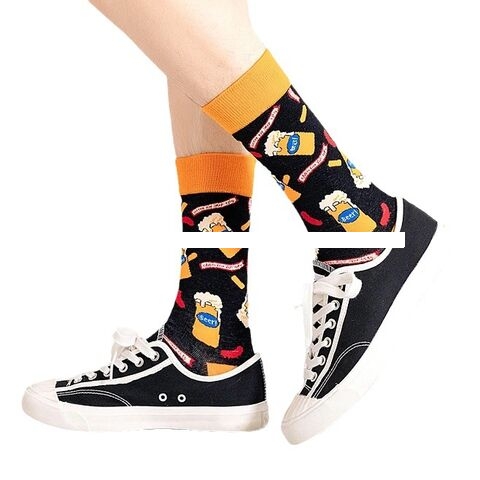 Wholesale Colorful Patterns Cute Cool Women Customizable Socks Unisex Organic Cotton Crew Socks