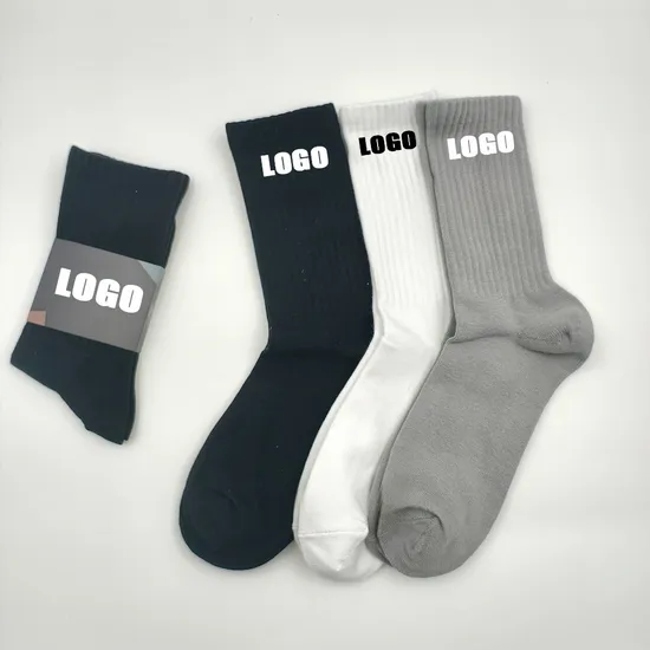 Top Quality Cotton Crew Logo Brand Running Sports Cushion Customized Grip Compression Breathable Women Jacquard Custom Socks