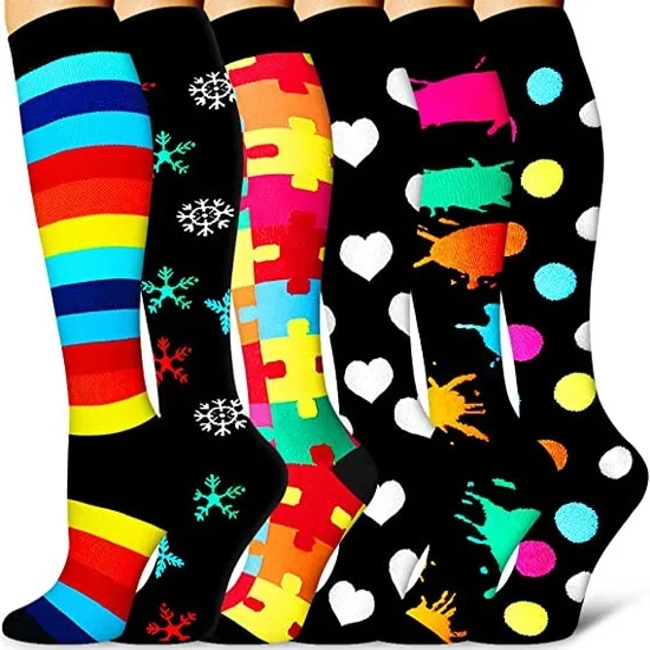 Custom Design Unisex Cotton Compression Socks Fancy Calcetin Cycling Sport Athletic Custom Compression Socks
