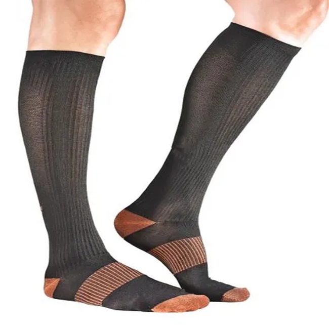 Antibacterial Deodorant Knee Copper Compression Long Socks, Long Copper-Infused Compression Socks for The Male