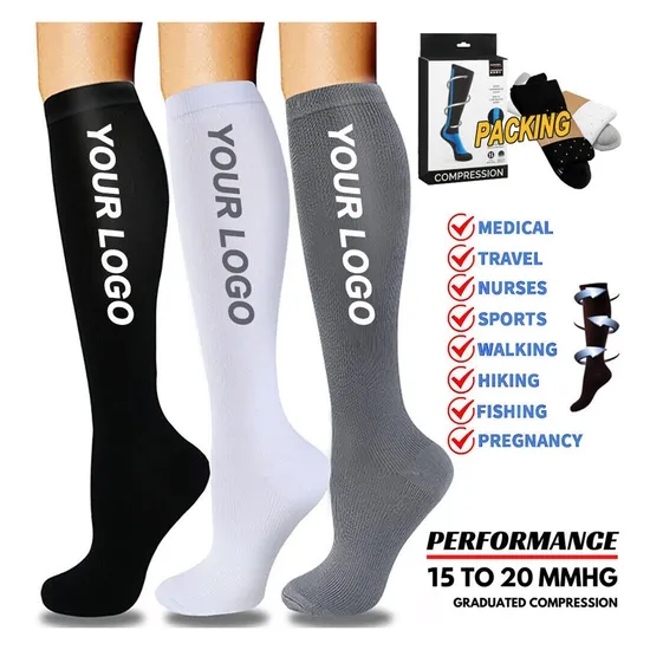 Free Packing Free Sample 15-20mmhg Women Compression Nurse Medical Socks
