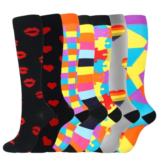 Running Sports Athletic Nurse Spot Graduated Medical Custom 20-30mmhg Knee High Funny Unisex Compression Socks