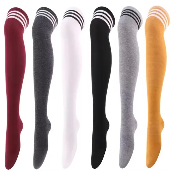 Free Sample Hot Sales High Socks Stripes Pattern Womens Custom Cosplay