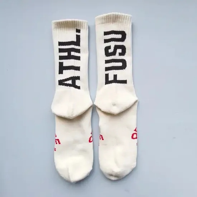 Custom Logo Socks Organic Cotton Unisex Sports Terry Sports Running Socks