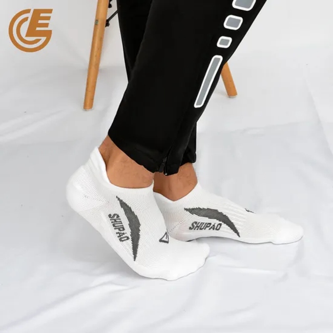 Qlm-323-11 Comfortable White Cotton Compression Sports Ankle Casual Socks