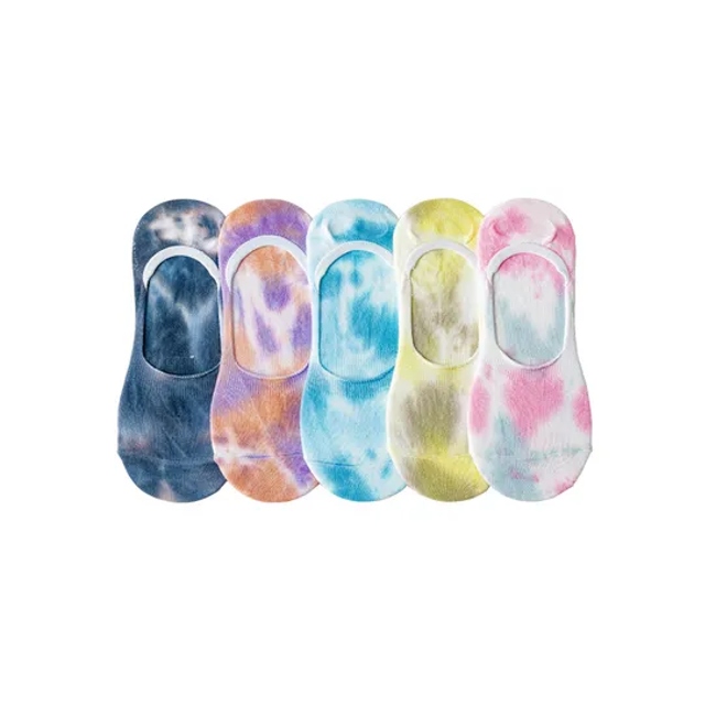 Stylish Breathable Cotton No Show Socks with Tie Dye Design