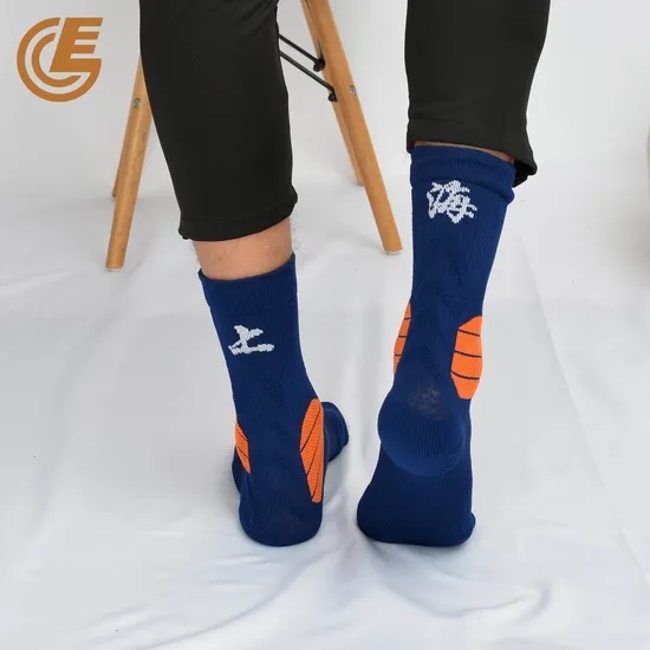 Qlm-319-14 Spandex Compression Wholesale Cotton Men′s Sports Socks