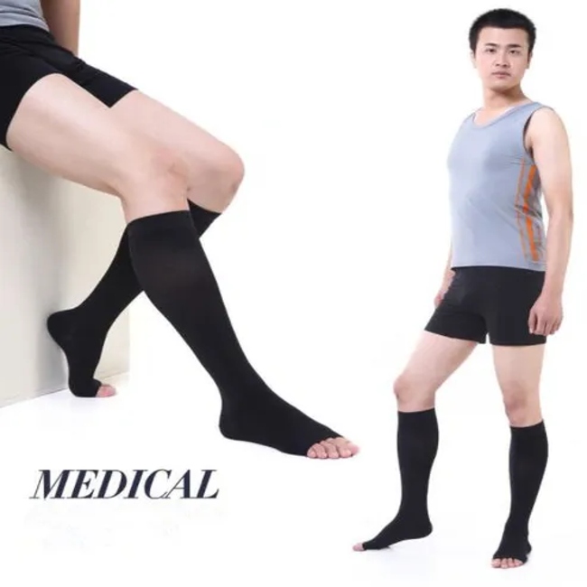 3 Levels Knee High Open Toe Men Women Varicose Vein Compression Socks