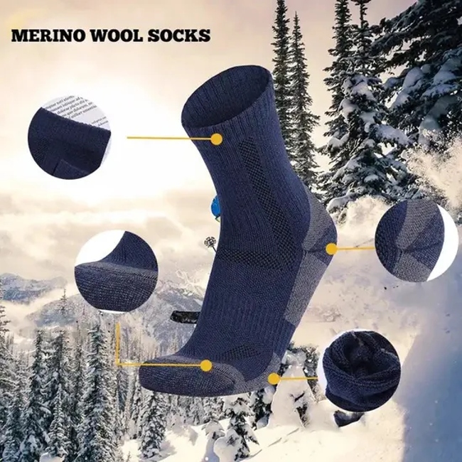 Newest Custom Logo Adult Merino Wool Moisture Wicking Outdoor Sport Socks