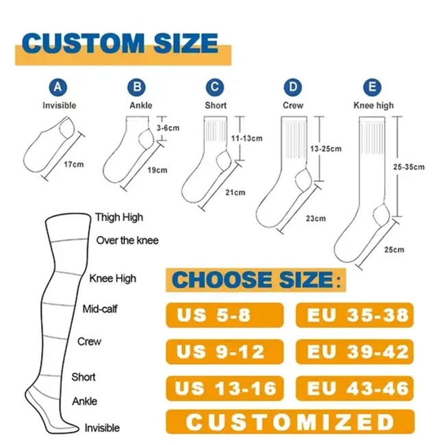 Wholesale Embroidered Knitted Cotton Unisex Breathable Comfortable Custom Sports Socks