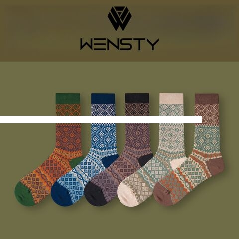 New Fashion Style Top Quality Men s Autumn Warm Knitting cotton Dress Socks Breathable Unisex Ethnic Leisure Crew Socks Stockings