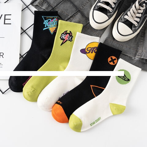 Autumn Absorb Sweat Breathable Pure Cotton Knitting Women s Socks Custom Logo Colour Crew Socks For Unisex