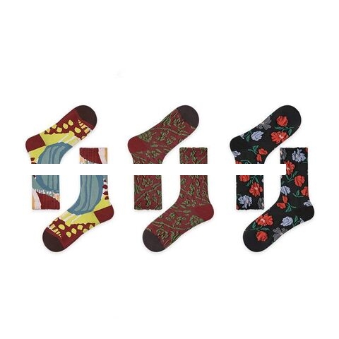 Renaissance Fall Fashion Original Design Retro Crew Socks Embossed Wind Combed Cotton Women s Socks