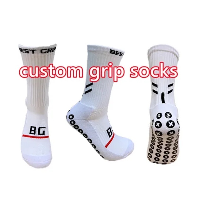 Sports Soccer Compression Custom Grips Design Athletic Football Non Slip Cotton Nylon Unisex Men Children Women Yoga Pilates Anti-Slip Grip Crew Sock