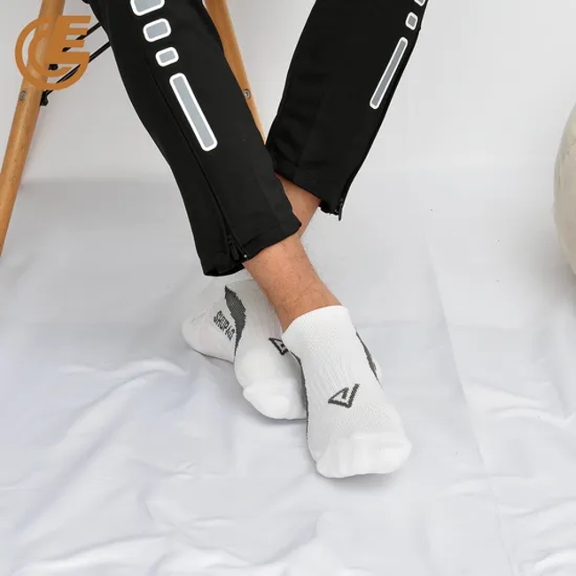 Qlm-323-6 Breathable Cotton Compression Sports Ankle White Socks for Summer