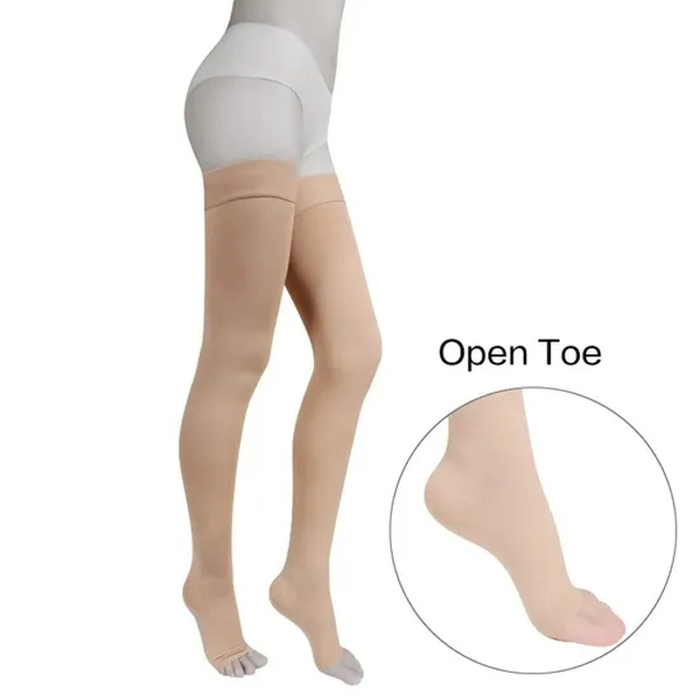 Breathable Nylon Compression Stocking Leg Black Support Stockings Improve Varicose Medical Over Knee Socks 20-30mmhg