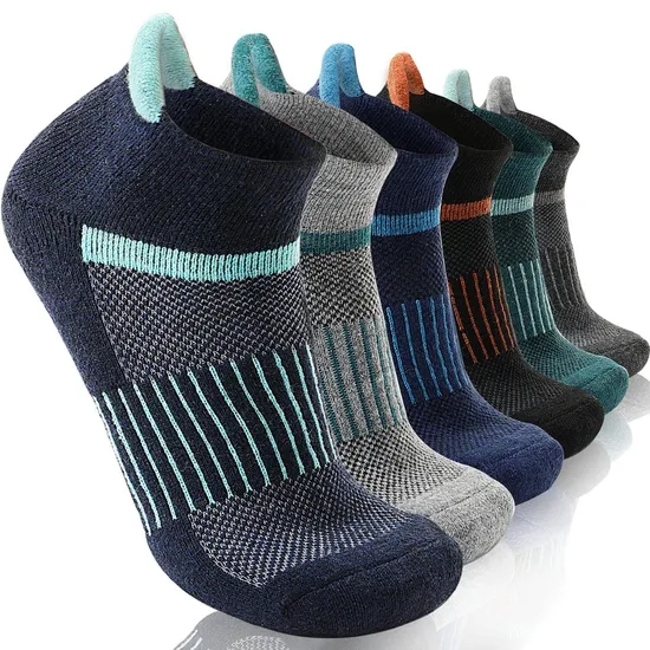 Custom Merino Wool Ankle Running Hiking Compression Breathable Thick Cushion No Show Men Socks