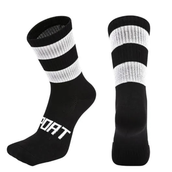 Custom OEM Crew Breathable Reflective Cycling Socks Ultralight Outdoor Compression Running Sport Socks