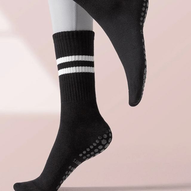 Better Price Grip Socks For Women Non Slip Pilates Yoga Socks With Double Stripes Girl Workout Ballet Sports Fitness Athletic 