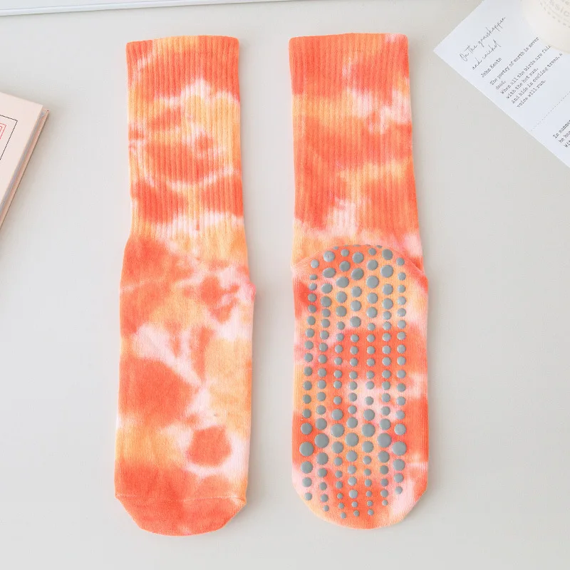 regular orders Fashion Tie-dye Cotton Breathable Non-slip Mid-calf Yoga Pilates Socks Indoor Dance Fitness Training Sports 