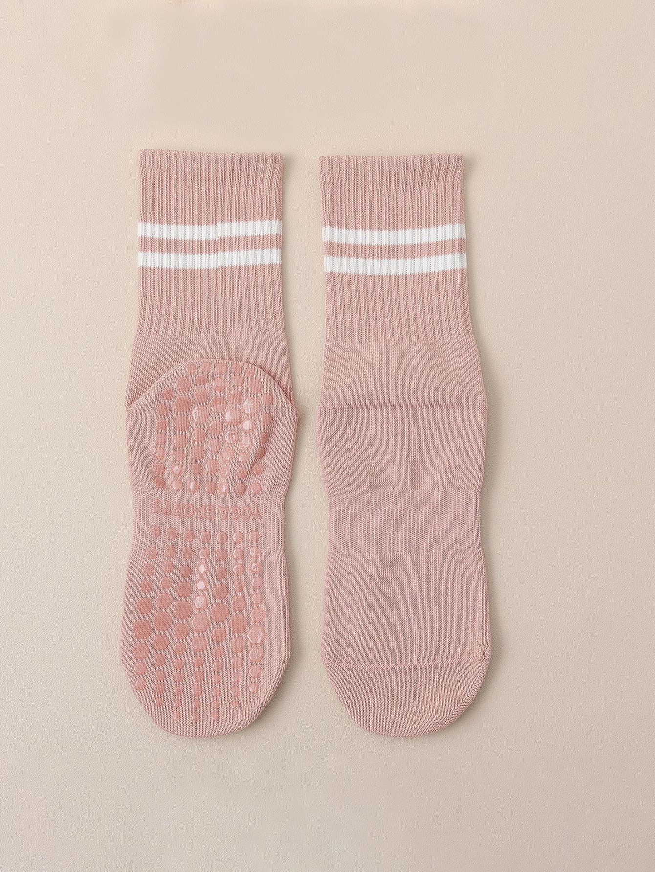 high-grade of Mid Tube Double Bar Striped Yoga Socks Anti Slip Dance Sports Breathable Socks Fitness Pilates Cotton 