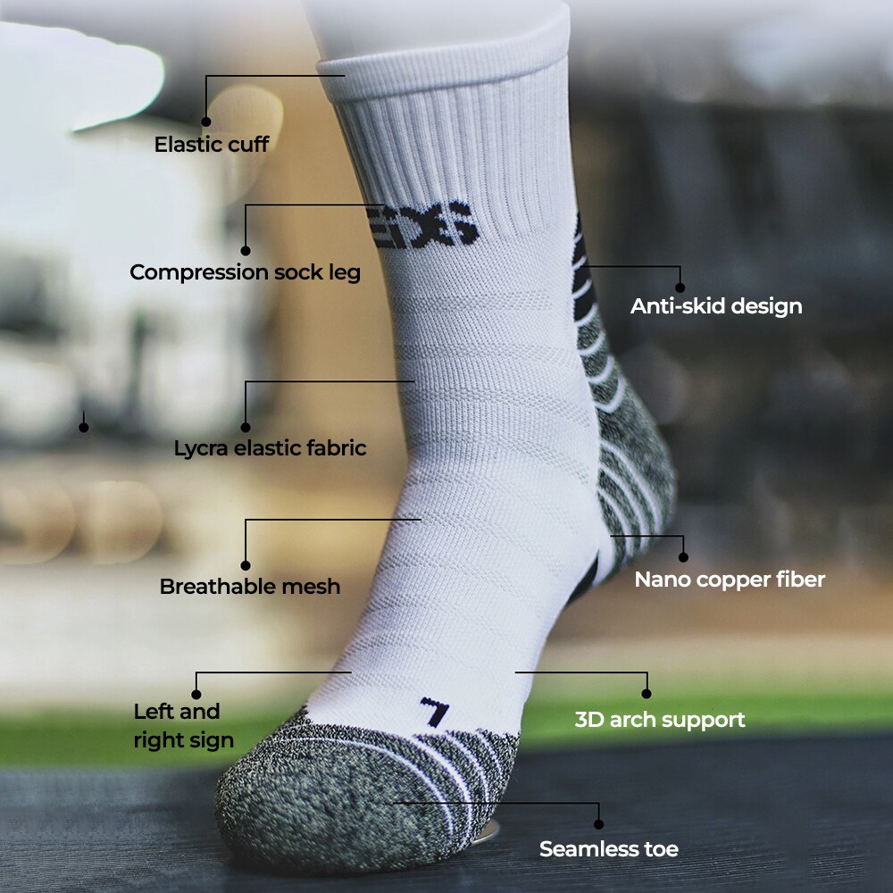 growing buyer Deodorant Nano Copper Sports Socks for Men Antibacterial Basketball Climbing Sock Summer Compression MTB Cycling 