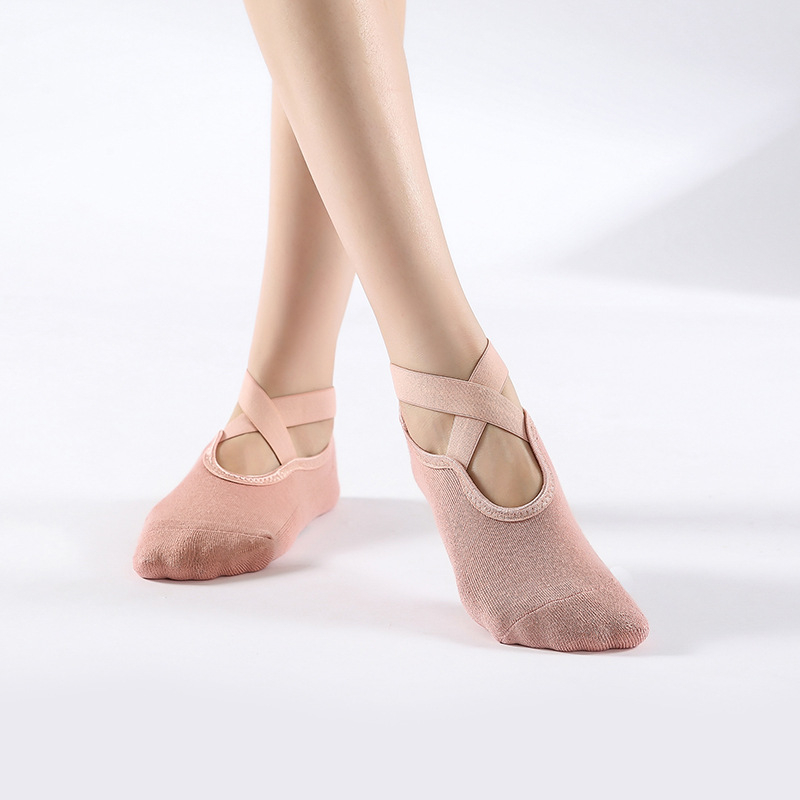 high-grade Anti slip Sports socks Breathable Moisture wicking Yoga socks Comfortable glue dispensing anti slip Cross buckle 