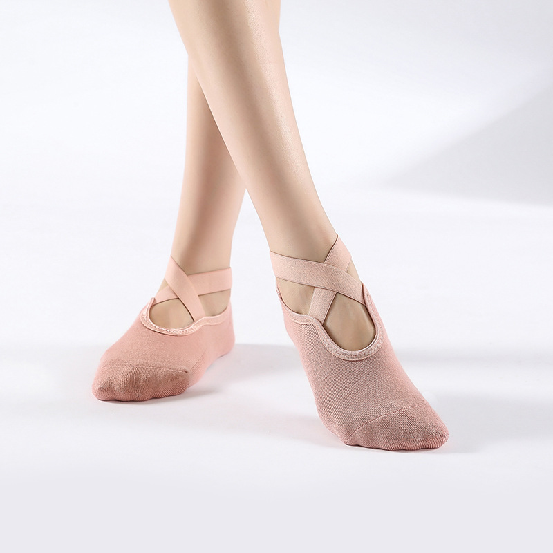 high-grade Anti slip Sports socks Breathable Moisture wicking Yoga socks Comfortable glue dispensing anti slip Cross buckle 