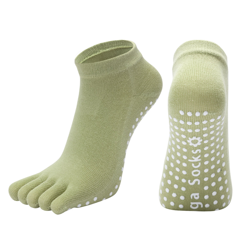OEM Ladies Five Toe Pilates Socks Silicone Non-slip Yoga Socks for Women Cotton Fitness Ballet Dance Floor Breathable Split Toe 