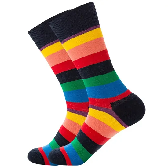 Classic Men Dress Socks OEM Men′s Casual Premium Cotton Socks Custom Logo Fashion Trendy Socks