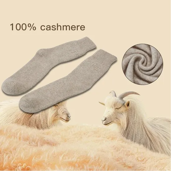 100% Cashmere Socks Custom Logo Printed Winter Warm Socks