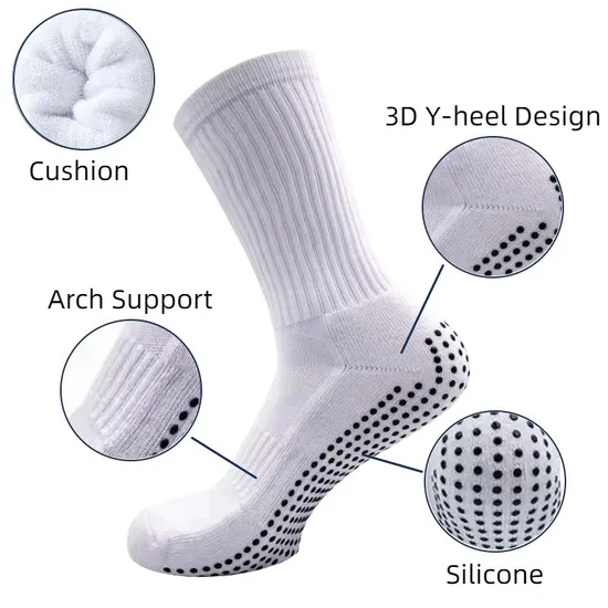 High Quality Designer OEM Cycling Men Sports Sokken Calcetines Sock-Stocking Crew White Grippy Socks Soccer Custom Logo Anti Slip Grip Socks Football