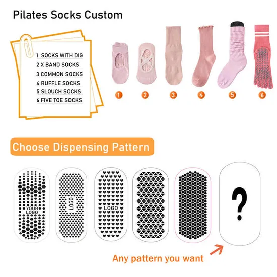 Anti-Slip Custom Design Embroidered Women Grip Sock Cotton Custom Logo Fitness Yoga Pilates Socks