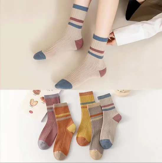 Trendy Japanese Inspired Crew Socks for Women, Moisture Wicking