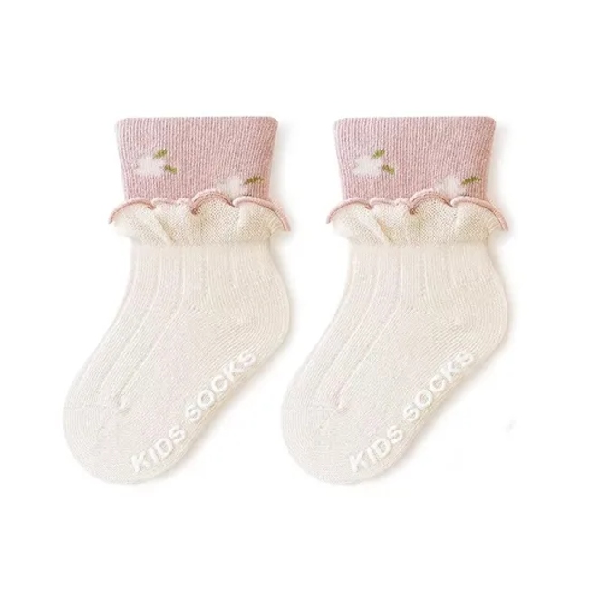 Organic Cute Socks Knee High Slouch Ruffle for Toddler Newborn Little Baby Socks
