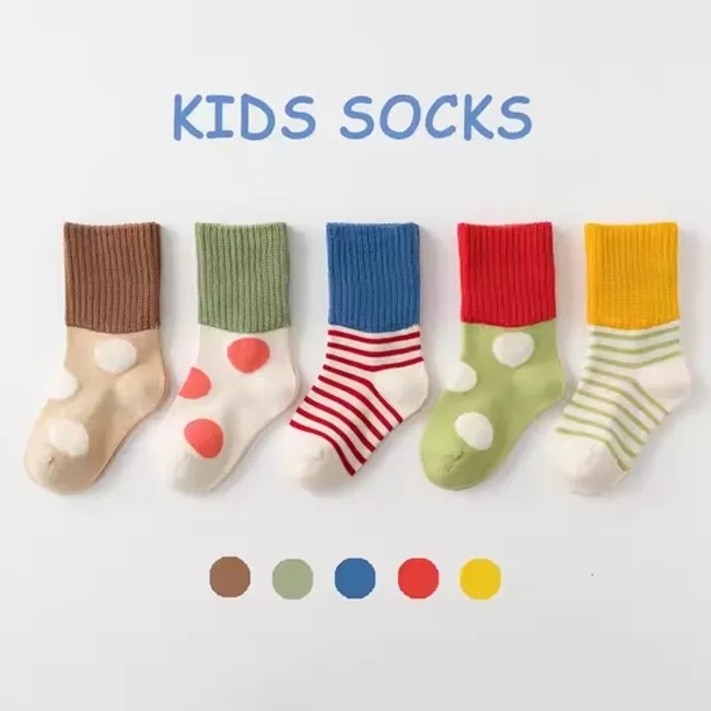  Pairs Assort Knitted Colorful Baby Crew Socks Jacquard Cotton Kids Socks