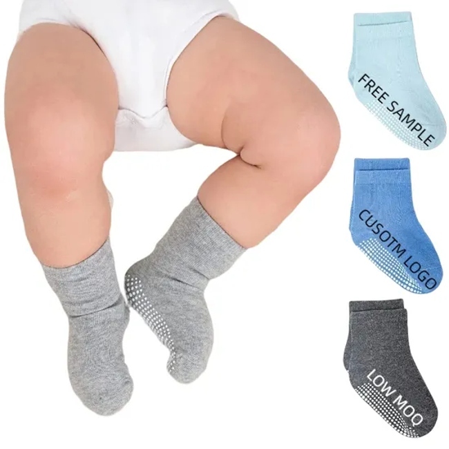 Low MOQ Free Sample Custom Logo/Color Infant Baby Crew Socks