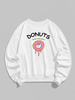 Warehousing Service women s Letter Donuts Graphic Printed Crew Neck Pullover Sports Sweatshirt And Drawstring Shorts 