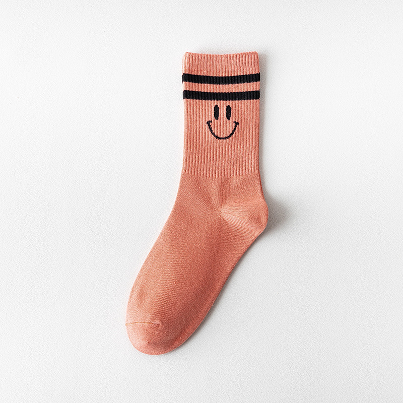 Custom Design Smile Cartoon women Socks Cute Cotton Socks Summer White Black Striped Trendy Personality Street Wear sock 