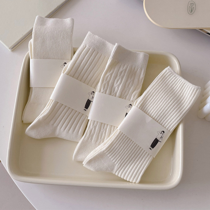 Quick Delivery women s Socks White Breathable Casual Style Crew White Socks Simple Basic High Quality Ladies Cotton Socks 